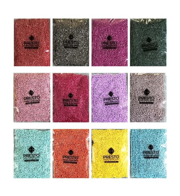Hexa Cut Beads in 12 Vibrant Opaque Colours with Even Size, 12/0 (1.7mm) Beads, Perfect for Beading Enthusiasts, Jewelry Making and Crafting (Combo Pack of 12 Colors / 50gms Each)