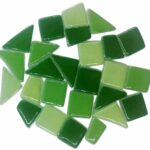 Assorted Shapes Crystal Glass Mosaic Tiles for DIY Picture Coaster, Mosaic Art, Home Decoration (25mm x 15mm) (Pack of 50gms, Dark Green)