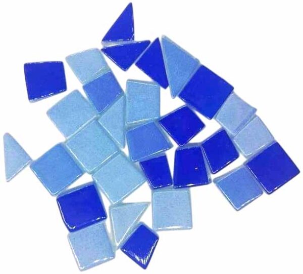 Assorted Shapes Crystal Glass Mosaic Tiles for DIY Picture Coaster, Mosaic Art, Home Decoration (25mm x 15mm) (Pack of 50gms, Royal Blue)