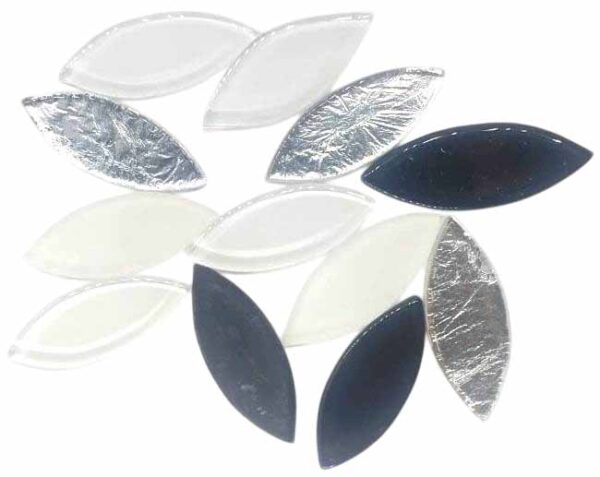 Oval Shape Glass Mosaic Tiles for DIY Mosaic Art, Picture Coaster, Home Decoration (45mm x 15mm) (Pack of 50gms, Black & White) - Image 2