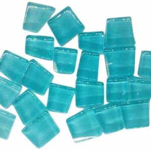 Square Shape Crystal Glass Mosaic Tiles for DIY Picture Coaster, Mosaic Art, Home Decoration (15mm x 15mm) (Pack of 50gms, Aqua Blue)