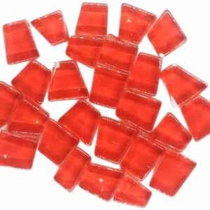 Square Shape Crystal Glass Mosaic Tiles for DIY Picture Coaster, Mosaic Art, Home Decoration (15mm x 15mm) (Pack of 50gms, Red)