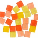 Square Shape Crystal Glass Mosaic Tiles for DIY Picture Coaster, Mosaic Art, Home Decoration (15mm x 15mm) (Pack of 50gms, Red Yellow)