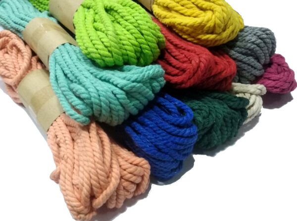 3 Ply Twisted Macrame Cotton Rope Dori for Craft Thread for Macrame DIY and Other Projects (Combo Pack of 12 Colors / 10 Mtrs Each)