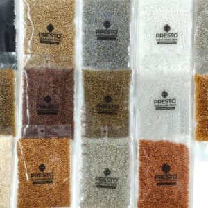 Sugar Beads (11/0) Combo Pack in 14 Colors (Gold, Silver, Copper, White, Antique Colors) for Embroidery, Bangle, Aari Work, Maggam Work (Combo Pack of 14 Colors / 50gms Each)
