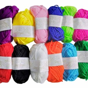 Woolen Thread Yarn for Knitting, Woolen Crochet Yarn, Knitting Needles, 15g Each Roll (Combo Pack of 12 Vibrant Color Spools)