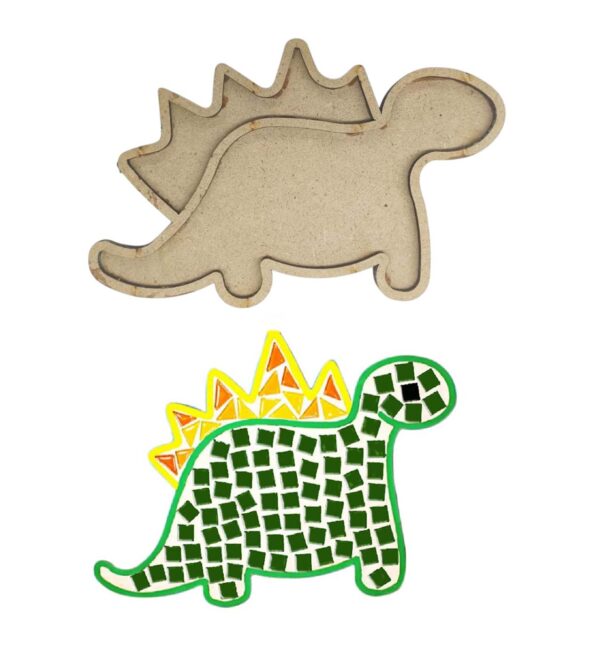Dynosaur MDF Base for Glass Mosaic Art and Craft for Boys and Girls, DIY Creative Activity, Gifts for Kids Ages 3-12 (6.5 Inch x 4 Inch) (Pack of 1pc)