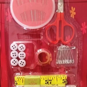 Mini Sewing Kit with Safety Pins, Needles, 6 Threads, Buttons, Scissor, Measuring Tape, Finger Ring - Ideal Sewing Kit for Home Use