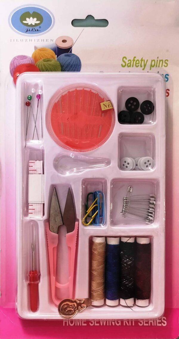 Mini Sewing Kit with Safety Pins, Pearl Head Pins, 4 Threads, Buttons, Measuring Tape - Ideal Sewing Kit for Home Use