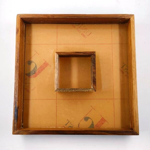 Square Adjustable Double MDF Frame Made of Teakwood With Acrylic Base (12 Inch x 12 Inch x 1.65 Inch / 30cm x 30cm x 4cm) (Pack of 1pc)